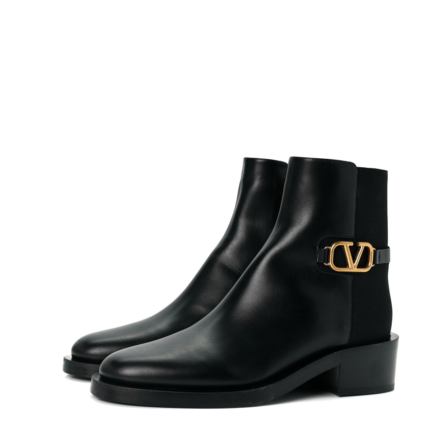 Calfskin VLogo 30mm Ankle Boots 39 Black