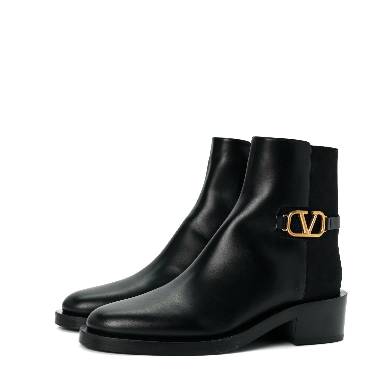 Valentino Garavani Calfskin VLogo 30mm Ankle Boots 39 Black 2 of 7