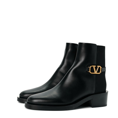 Valentino Garavani Calfskin VLogo 30mm Ankle Boots 39 Black 2 of 7