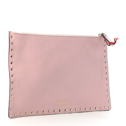 Valentino Garavani Vitello Large Rockstud Zip Pouch Water Rose 2 of 4
