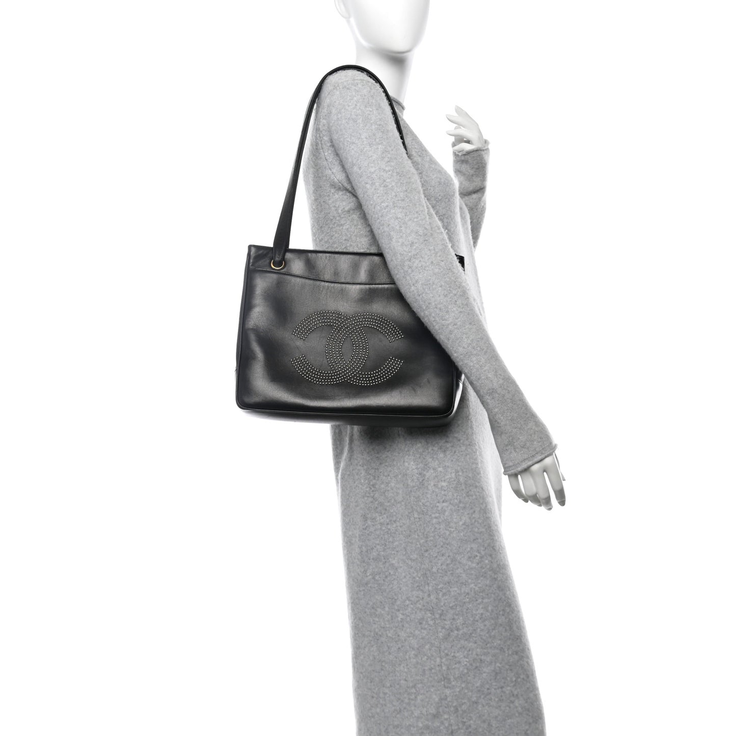 Lambskin Studded CC Tote Black