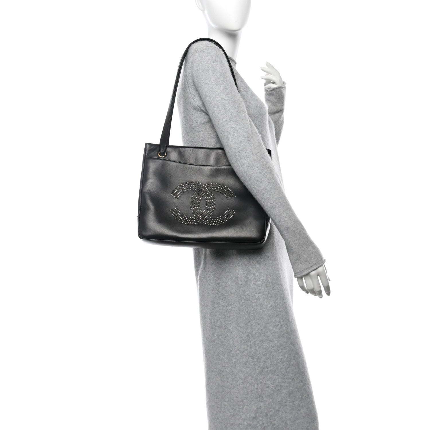 Chanel Lambskin Studded CC Tote Black 2 of 12