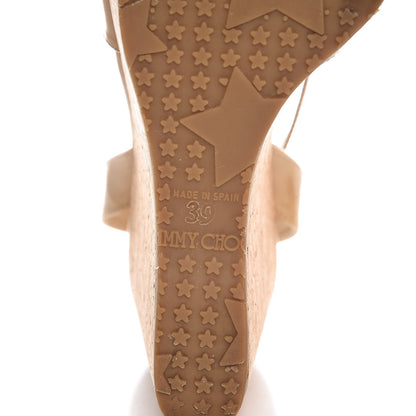 Saint Laurent JIMMY CHOO Patent Cork Papyrus Platform Wedge Sandals 39 Nude 8 of 11