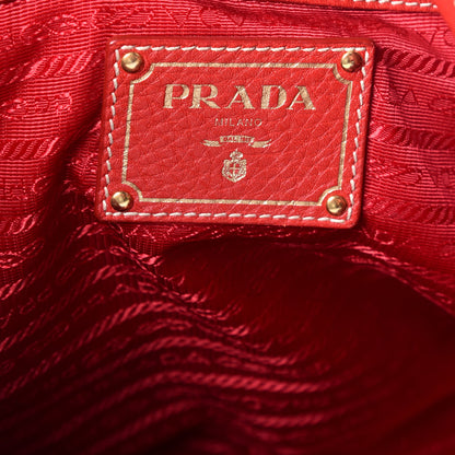 Prada Vitello Daino Side Zip Pocket Hobo Fuoco 6 of 9