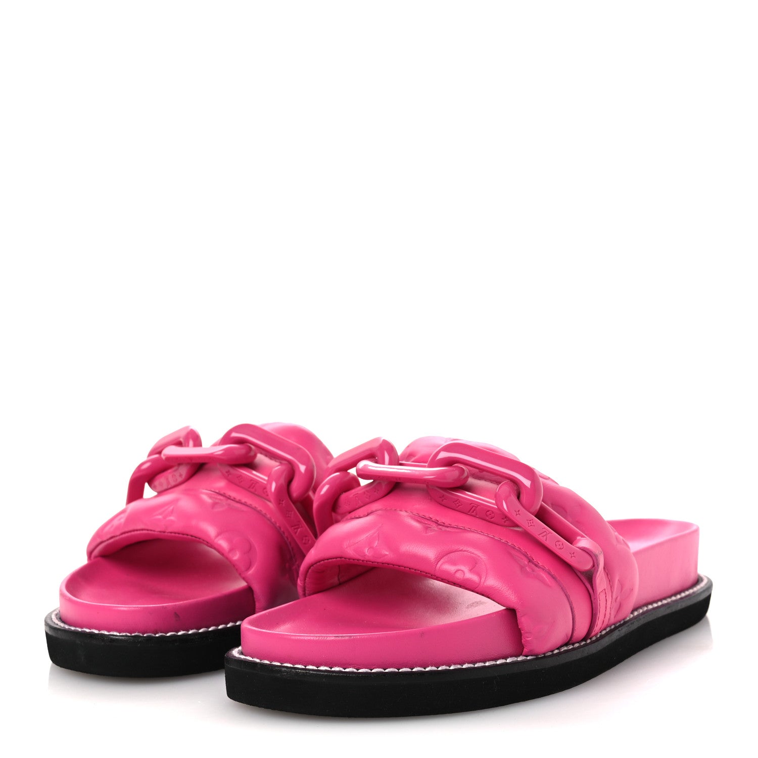 Louis Vuitton Calfskin Embossed Monogram Sunset Flat Comfort Mule 38.5 Rose Pop 4 of 13