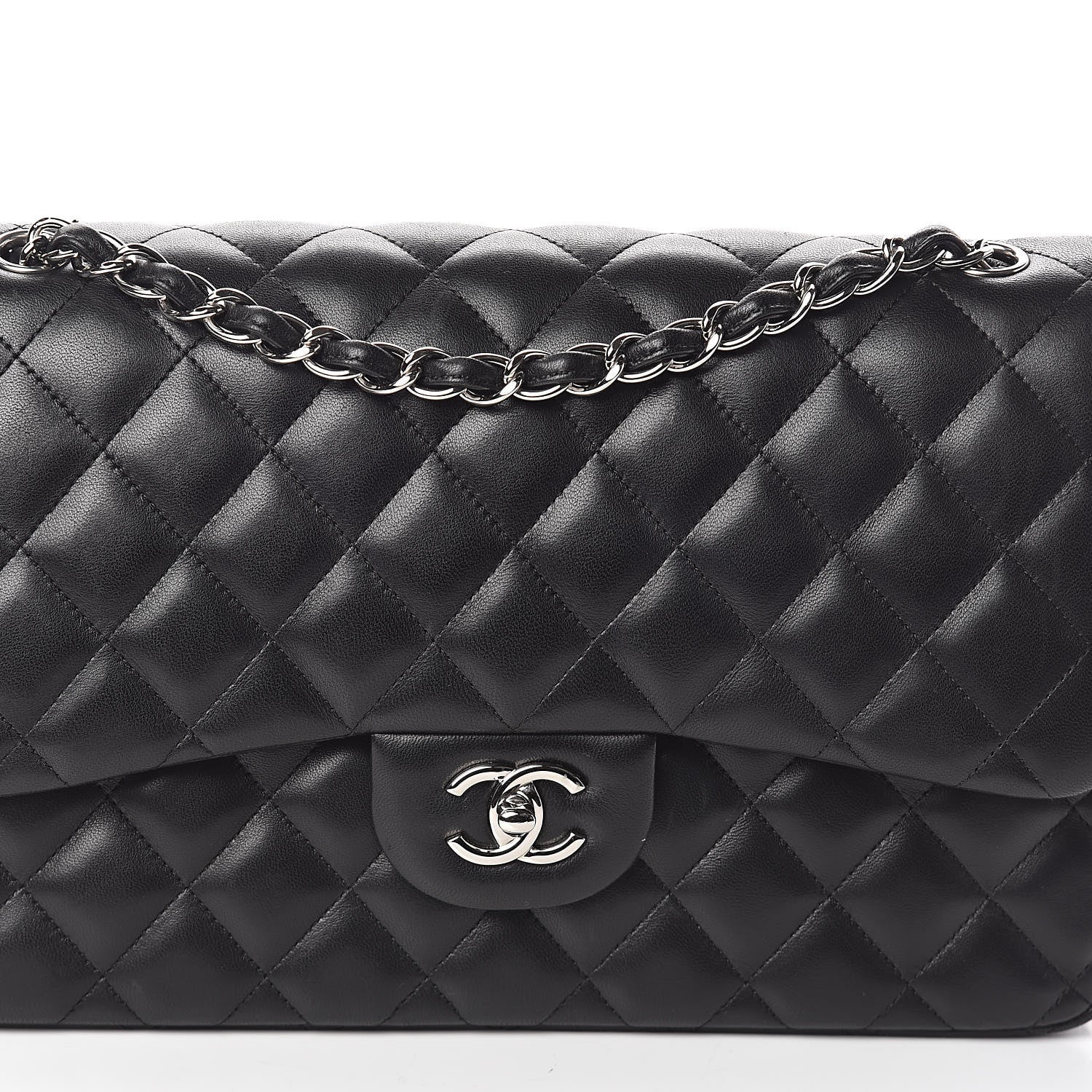 Chanel Lambskin Quilted Jumbo Double Flap Black 8 of 10