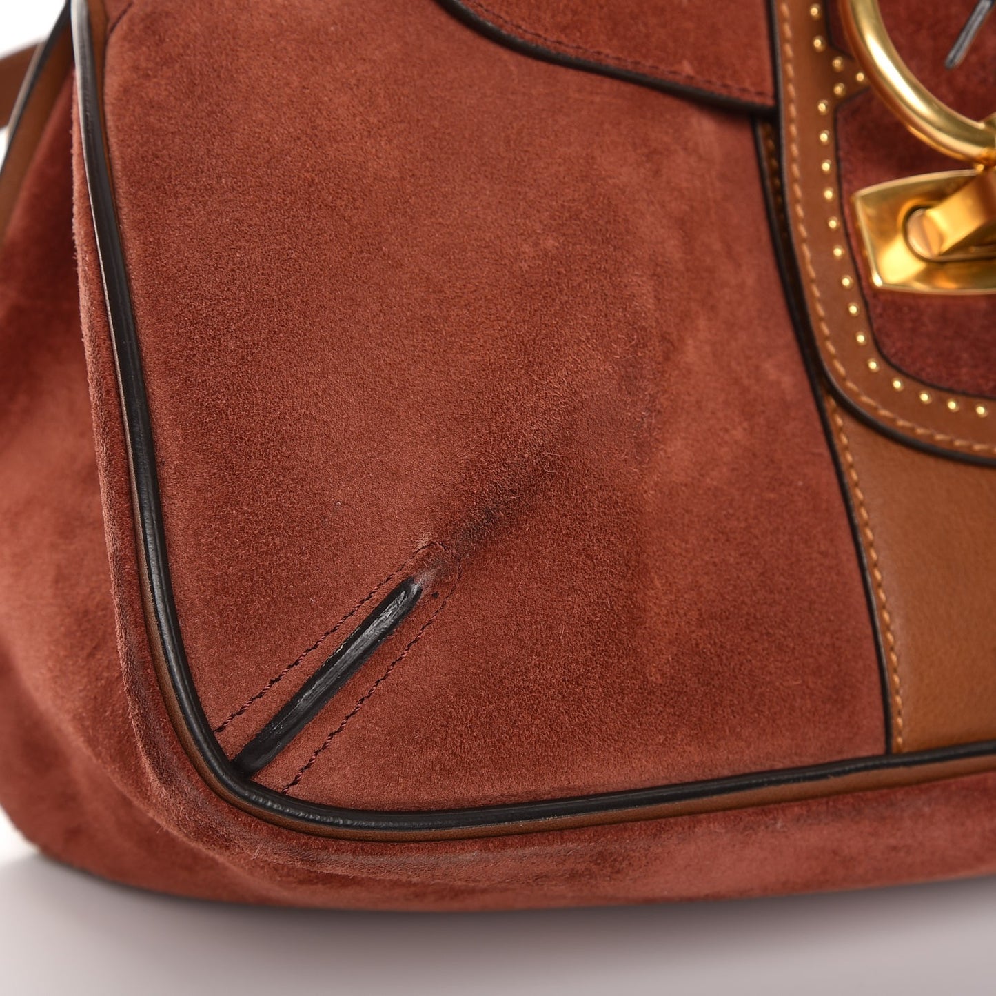 Suede Studded Small Lexa Shoulder Bag Saffron Red