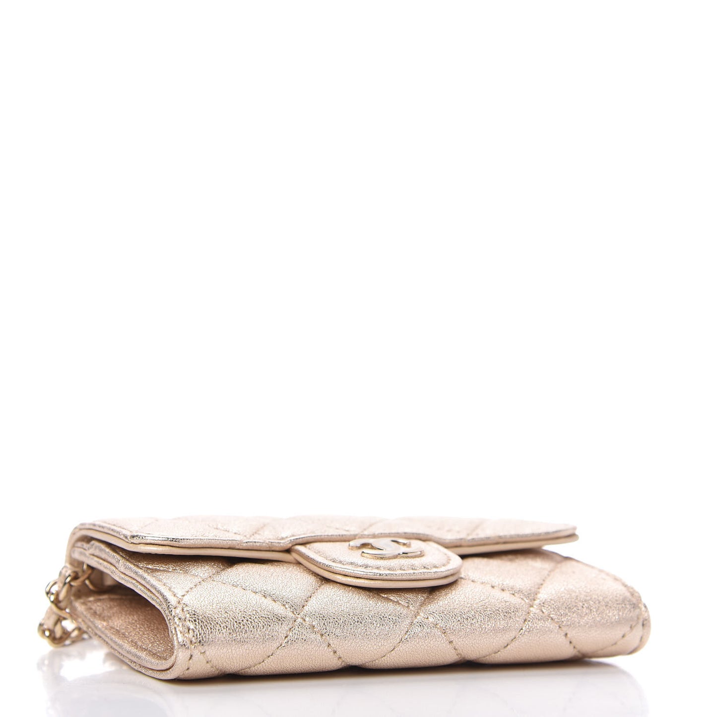 Metallic Lambskin Quilted Belt Bag Gold