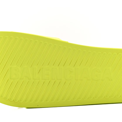 Balenciaga Rubber Mens Logo Pool Slide Sandals 44 Fluo Yellow 7 of 9