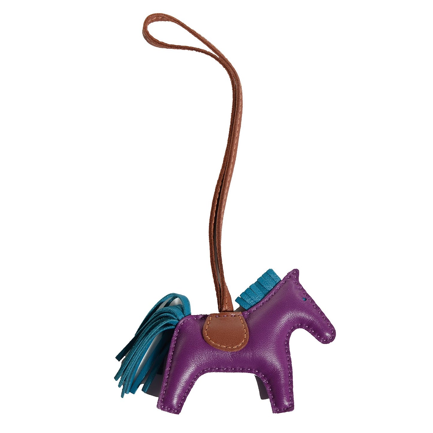 Milo Lambskin Grigri Rodeo Horse Bag Charm PM Anemone Bleu Izmir Fauve