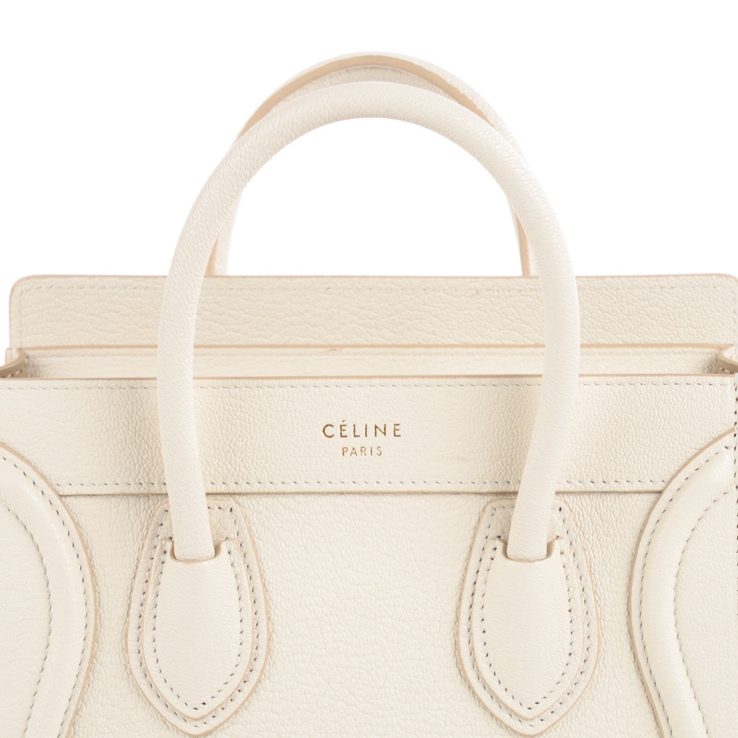 Celine Drummed Calfskin Nano Luggage White 6 of 9