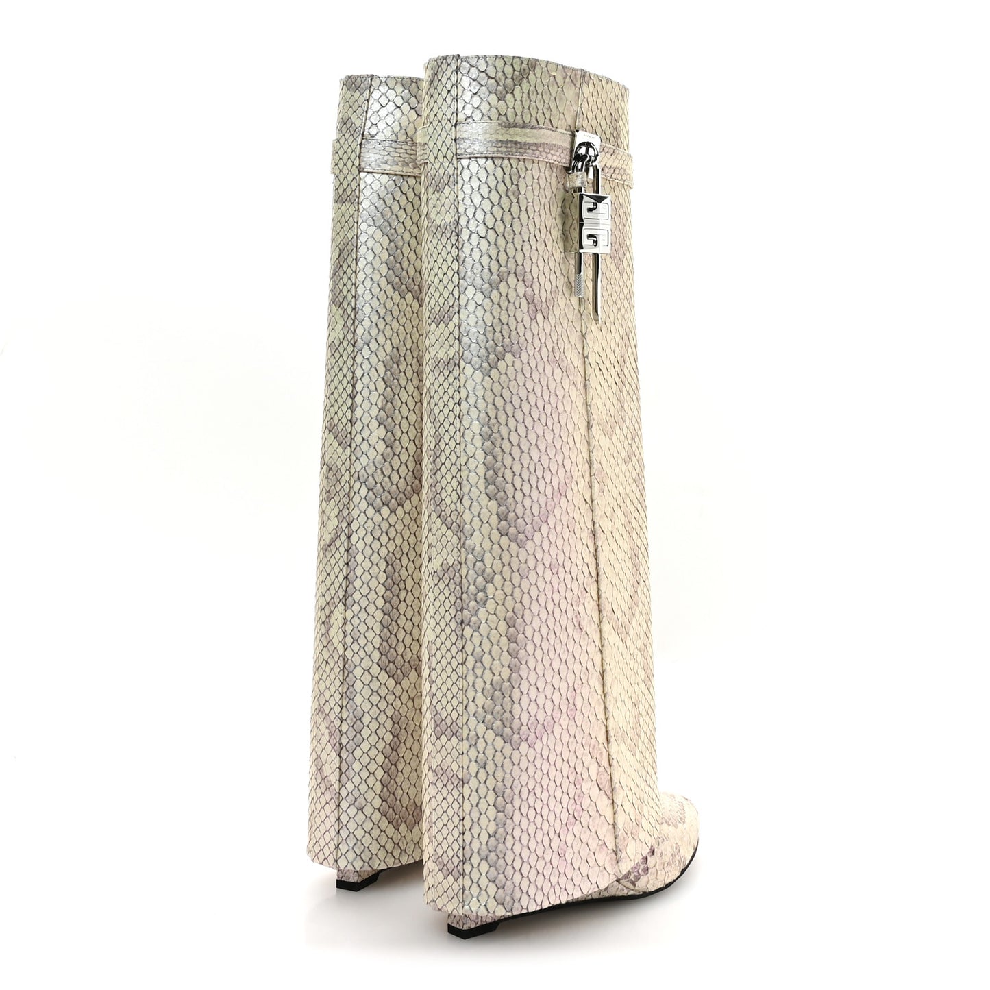 Python Shark Lock Pant Boots 39 Natural Beige