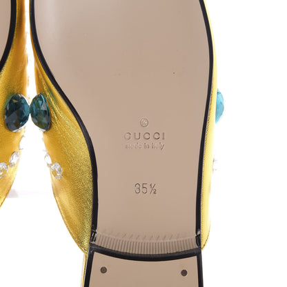 Gucci Metallic Nappa Crystal Womens Princetown Slippers 35.5 Gold 7 of 9