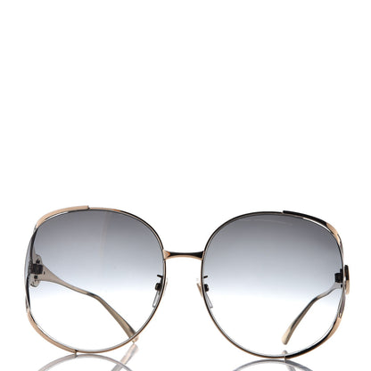 Gucci Metal Oversized Round Frame GG0225S Sunglasses Gold 2 of 9