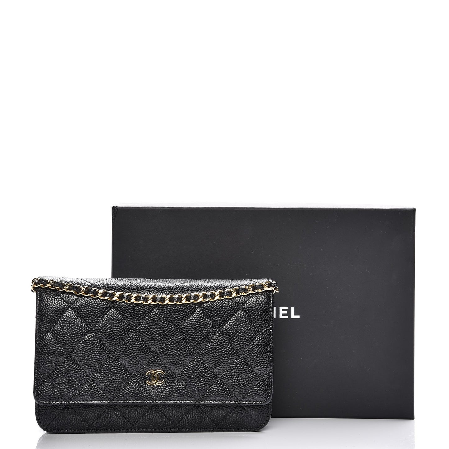 Caviar Quilted Wallet On Chain WOC Black