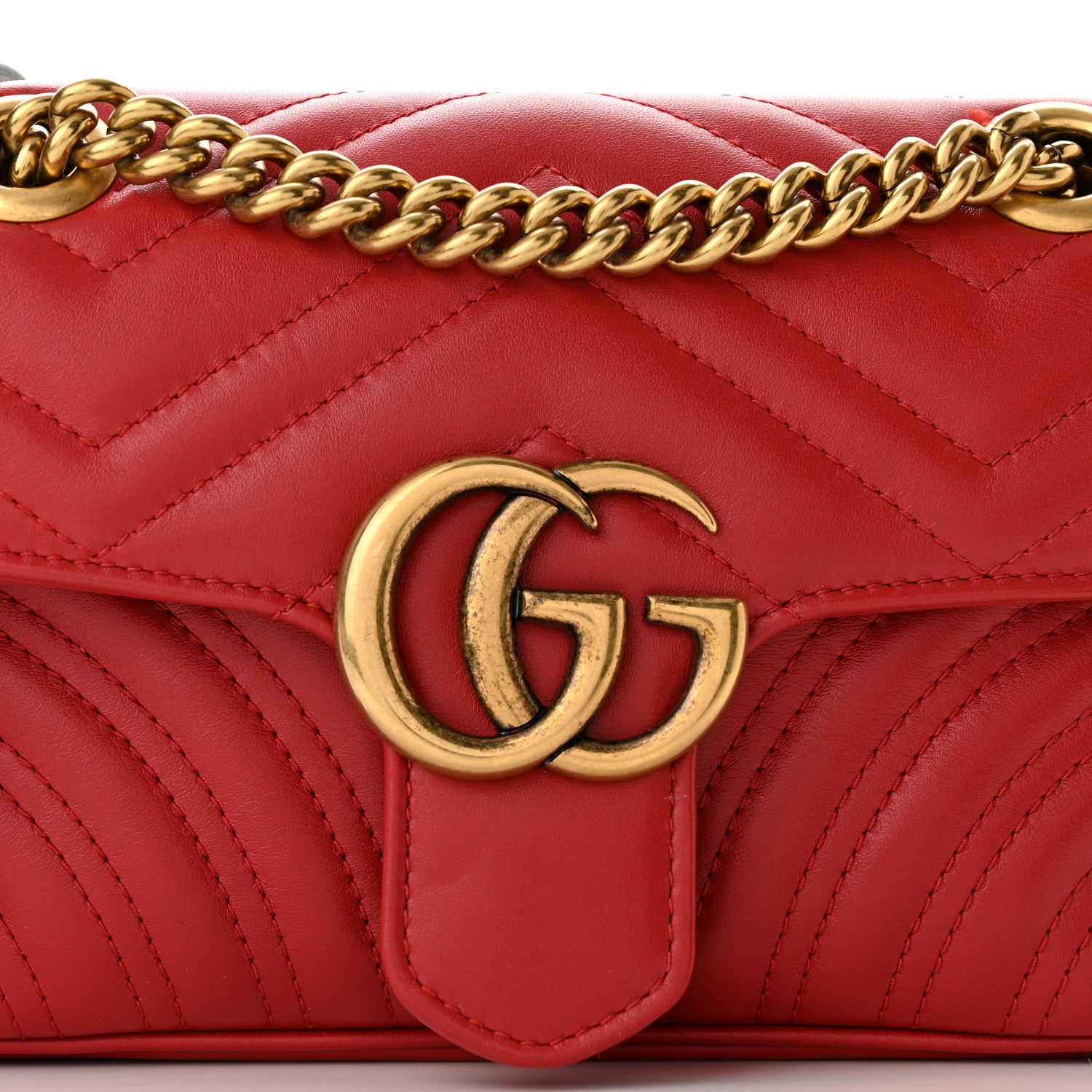 Gucci Calfskin Matelasse Mini GG Marmont Shoulder Bag Hibiscus Red 8 of 10
