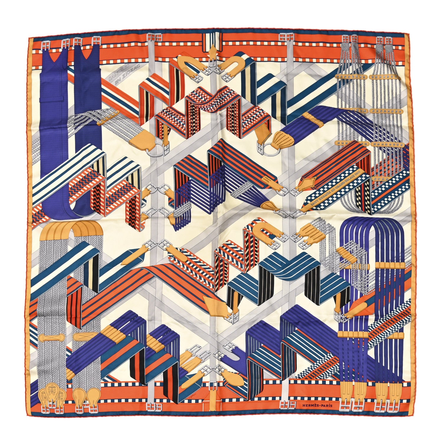 Hermes Silk Sangles En Zigzag Scarf 90 1 of 6