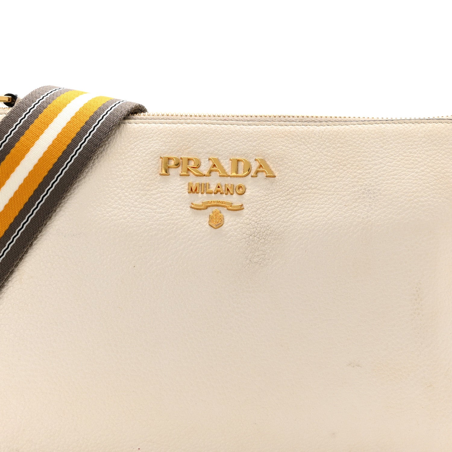Prada Vitello Daino Zippered Shoulder Bag White 8 of 12