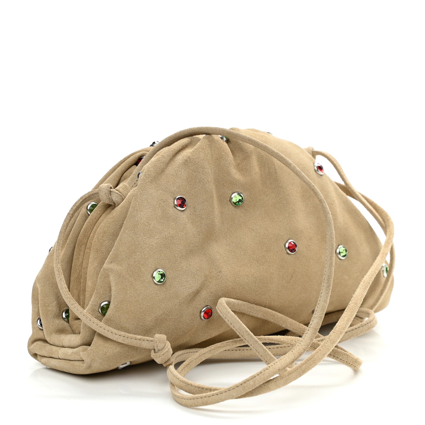 Suede Crystal Embellished The Mini Pouch Brown