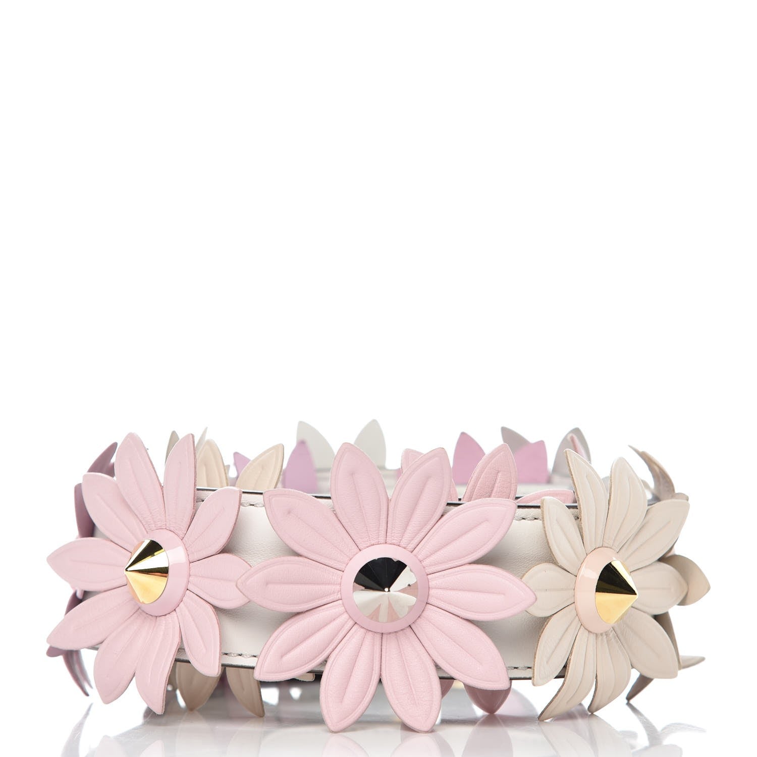 Fendi Calfskin Studded Floral Strap You White Lavender Peony 2 of 6