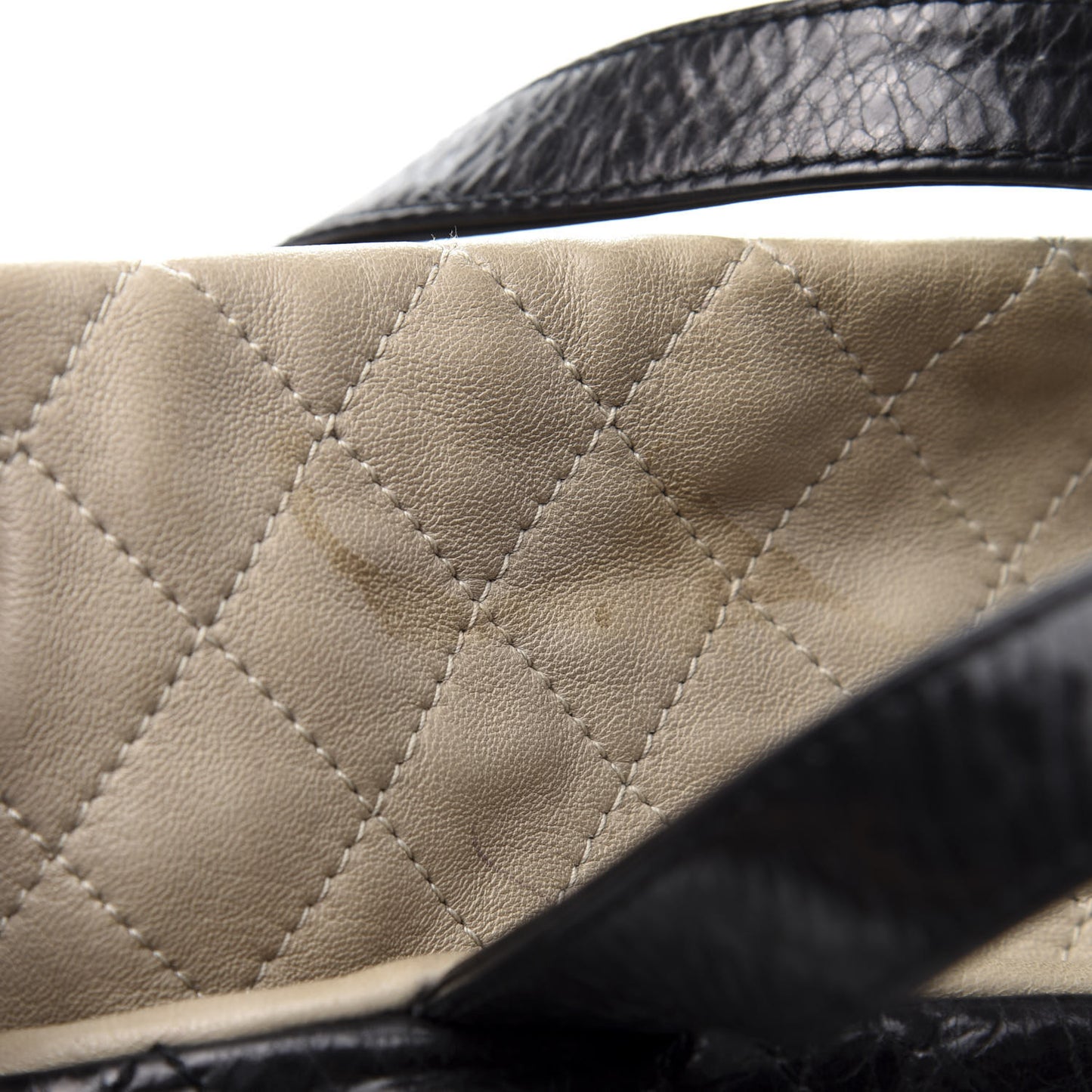 Glazed Calfskin Lambskin Portobello Tote Black Beige