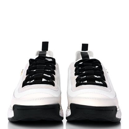 Chanel Velvet Calfskin Mixed Fibers CC Sneakers 38.5 Ivory Black 2 of 10