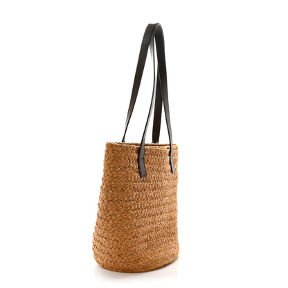 Saint Laurent Raffia Calfskin Small Panier Tote Naturale Nut 3 of 10