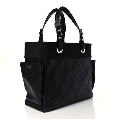 Chanel Coated Canvas Quilted Large Paris Biarritz Tote Black 4 of 11