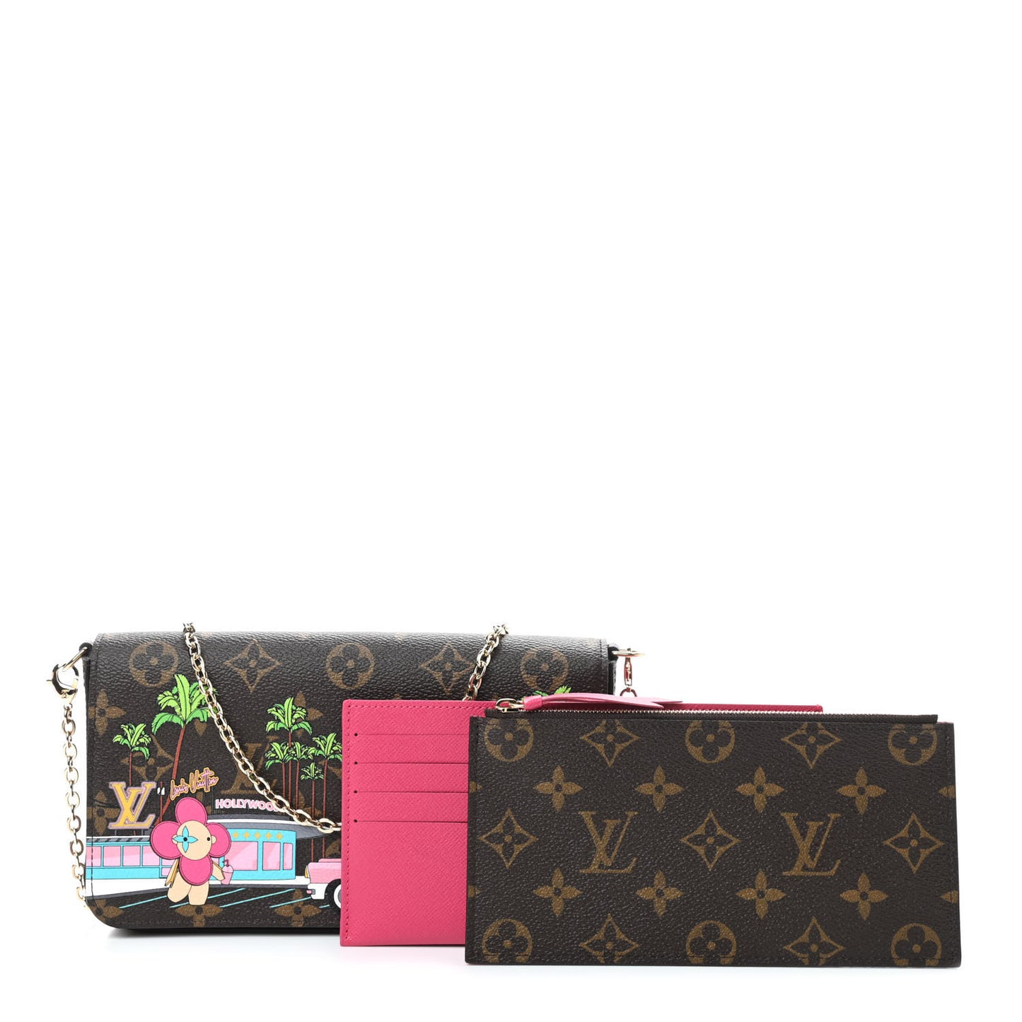 Monogram 2021 Christmas Animation Hollywood Pochette Felicie Chain Wallet Fuchsia