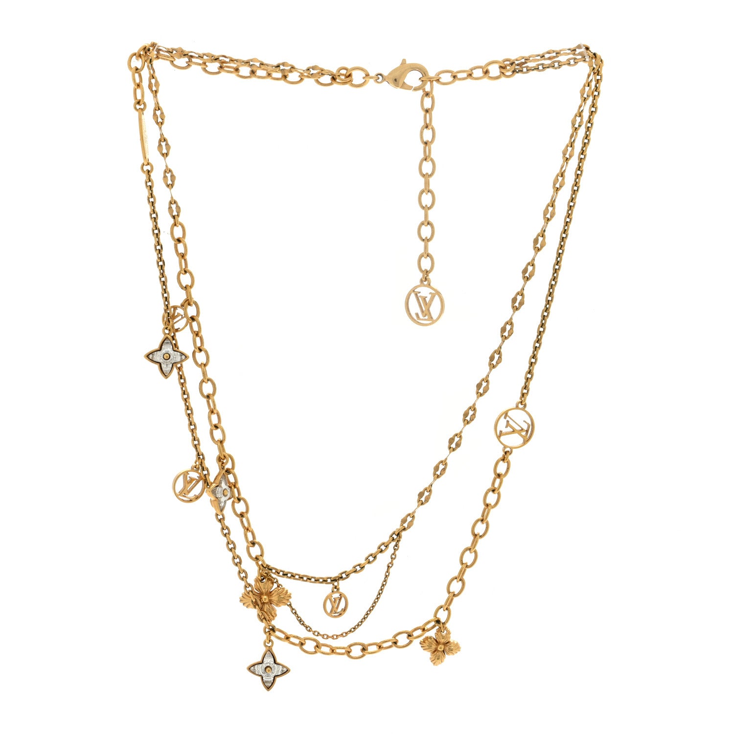 Louis Vuitton Metal Blooming Strass Necklace Gold 3 of 5