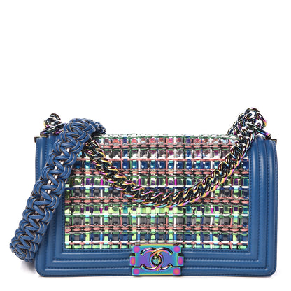 Chanel PVC Thread Woven Medium Boy Flap Dark Blue 1 of 14