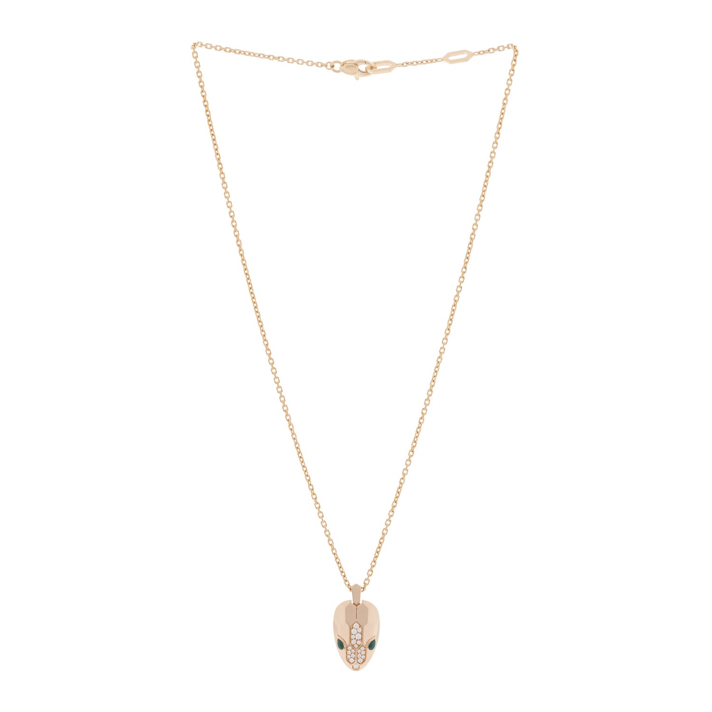 18K Rose Gold Diamond Malachite Serpenti Seduttori Pendant Necklace