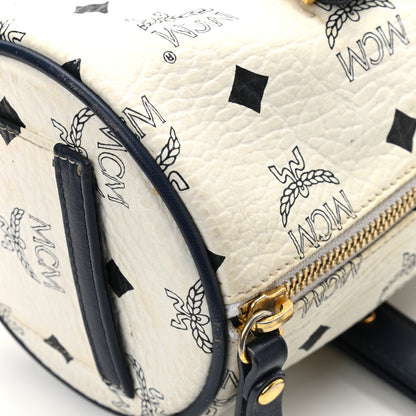 MCM Visetos Essential Barrel Bag White Blue 14 of 15