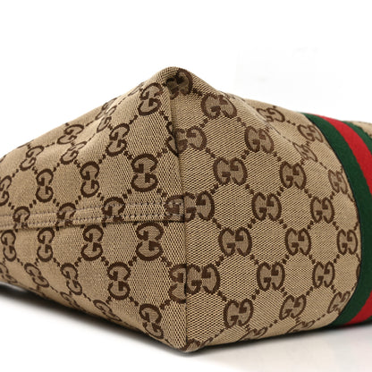 Gucci Monogram Web Small Giglio Tote Beige Dark Brown 9 of 10