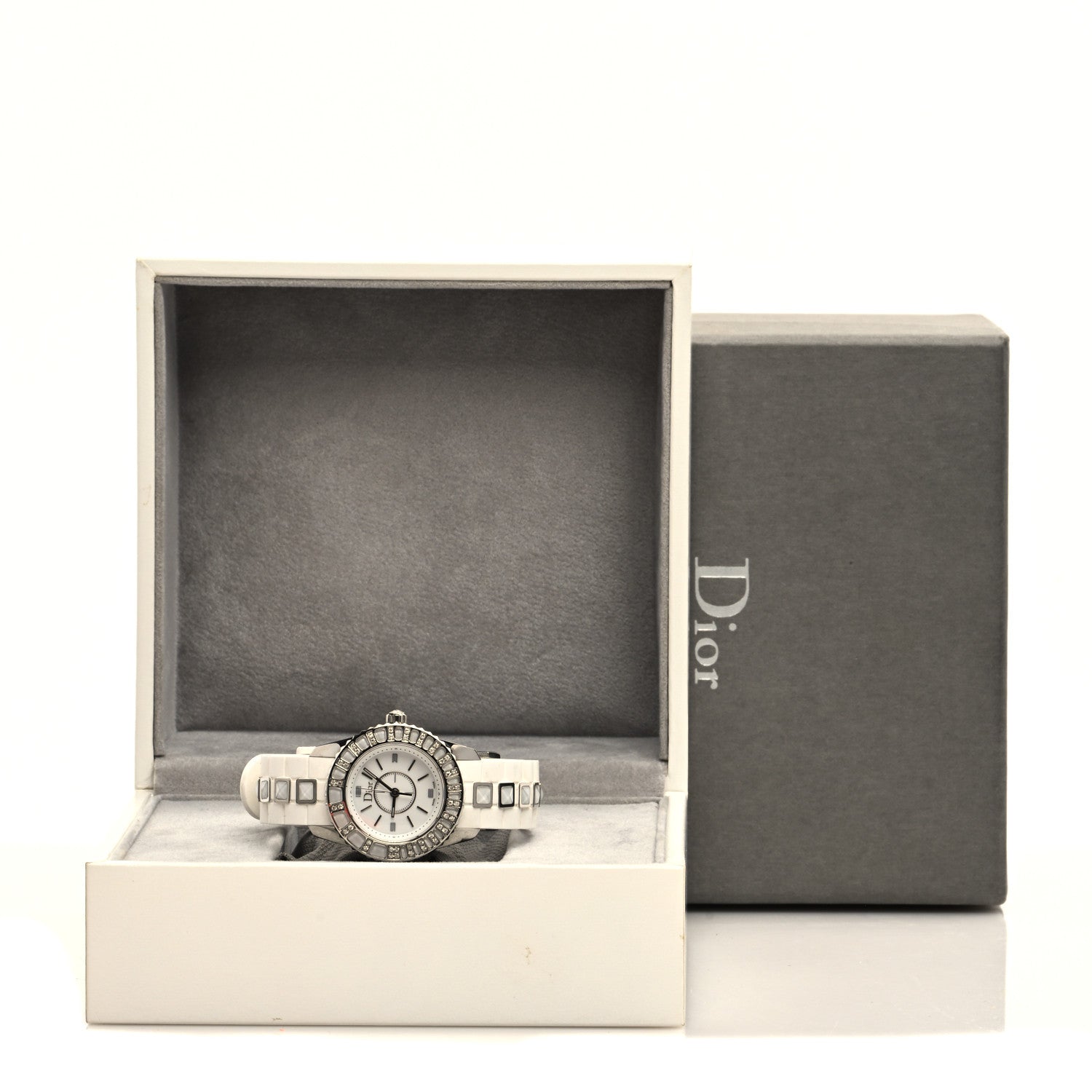 Christian Dior Stainless Steel Rubber Diamond Sapphire 29mm Christal Quartz Watch White 5 of 5