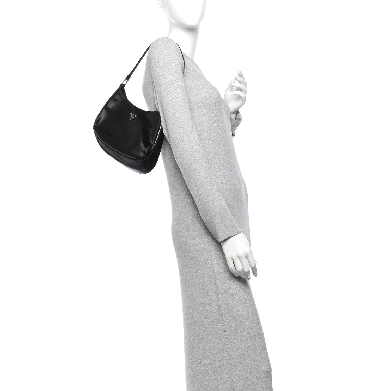 Prada Spazzolato Cleo Shoulder Bag Black 2 of 12