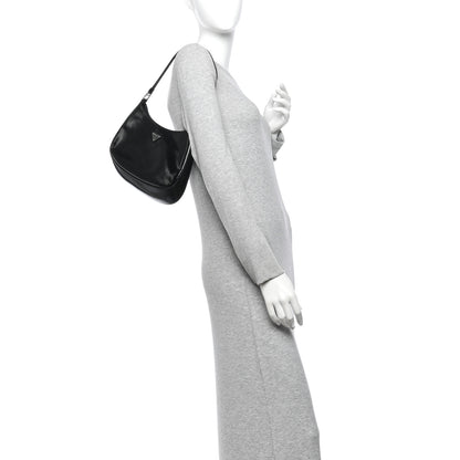 Prada Spazzolato Cleo Shoulder Bag Black 2 of 12