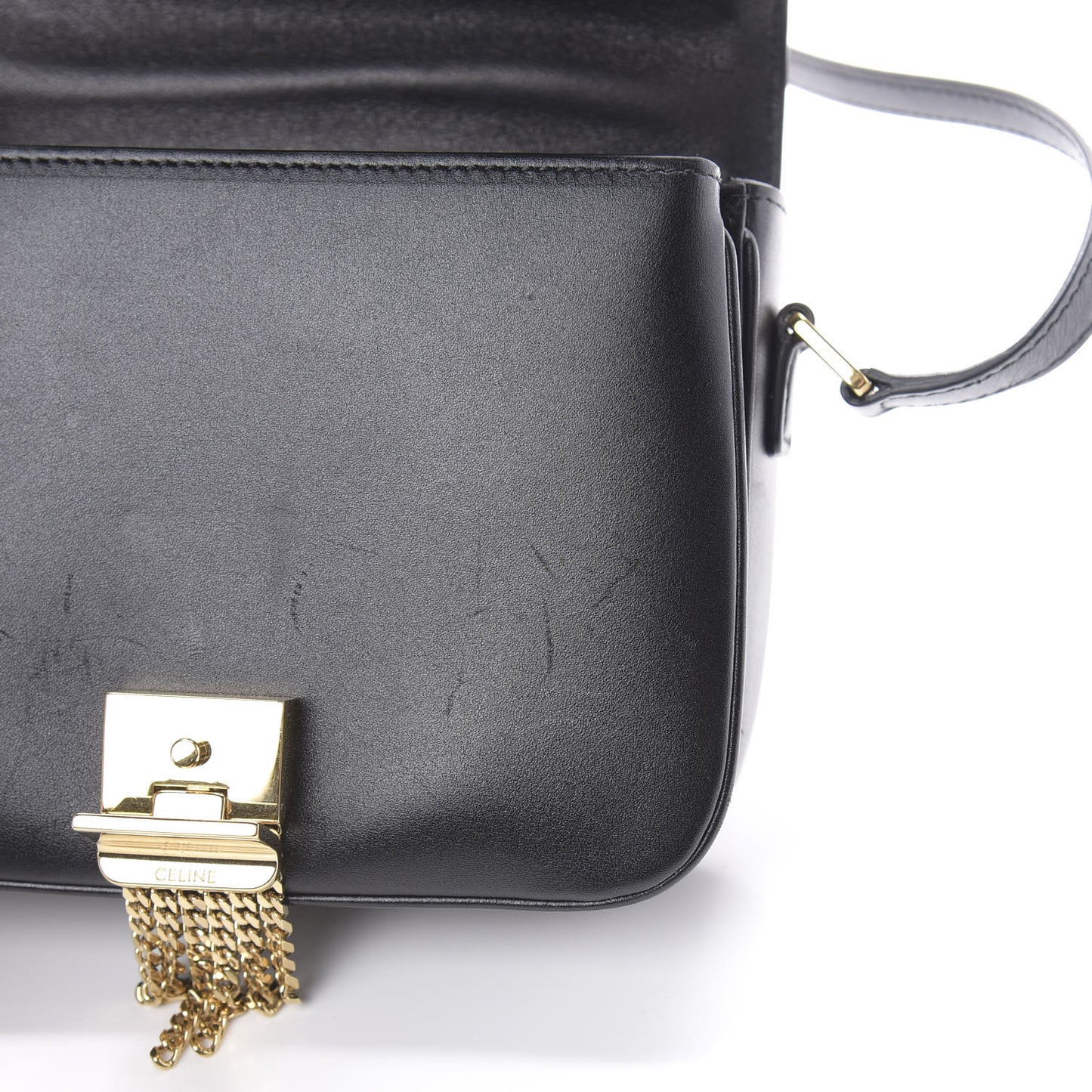 Shiny Calfskin Small C Bag Black