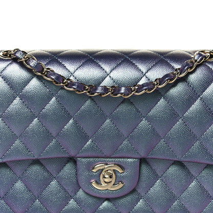 Chanel Iridescent Caviar Quilted Medium Double Flap Purple 9 of 12