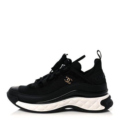 Chanel Velvet Calfskin Mixed Fibers CC Sneakers 36 Black 1 of 8