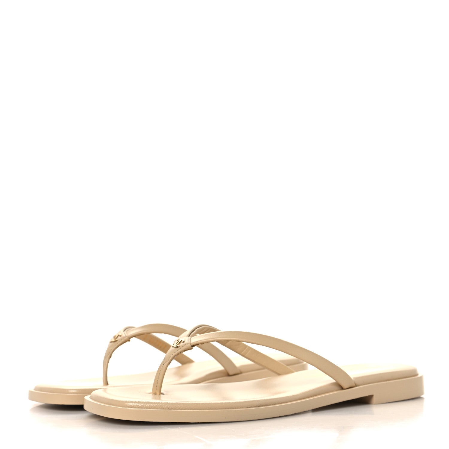 Chanel Goatskin CC Times Square Thong Sandals 37 Beige 6 of 20