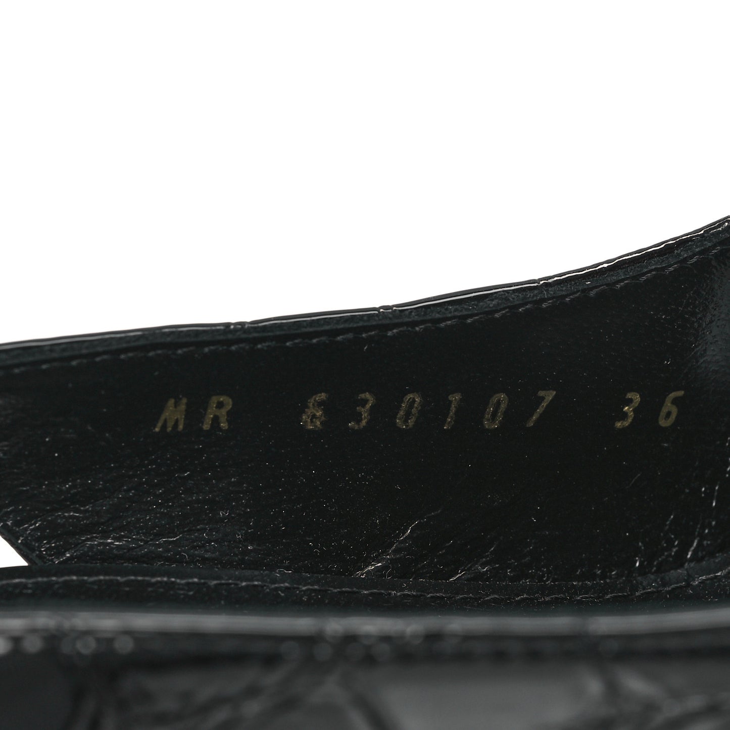 Patent Opyum Crocodile Embossed Slingback Pumps 36 Black