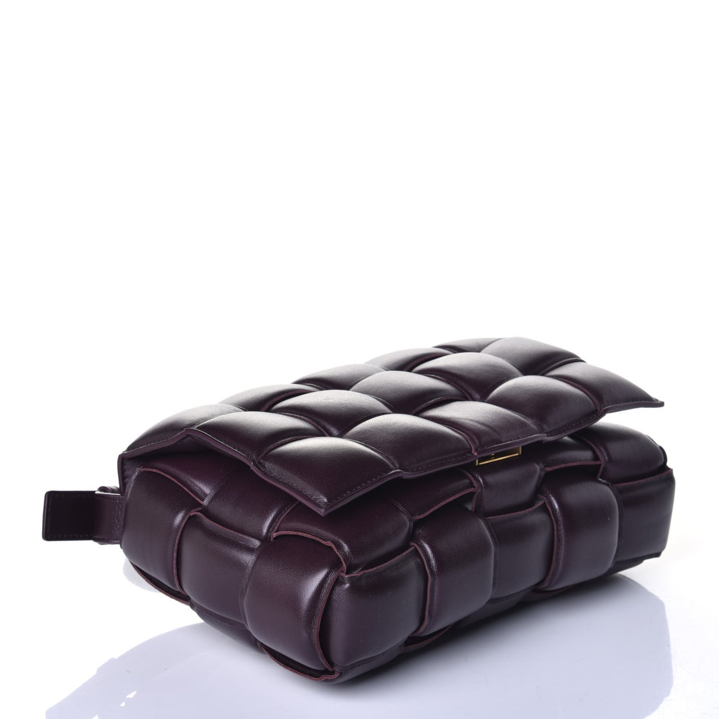 Nappa Maxi Intreccio Padded Cassette Crossbody Bag Plum