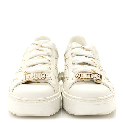 Louis Vuitton Calfskin Monogram Debossed Time Out Sneakers 37 White Gold 3 of 11