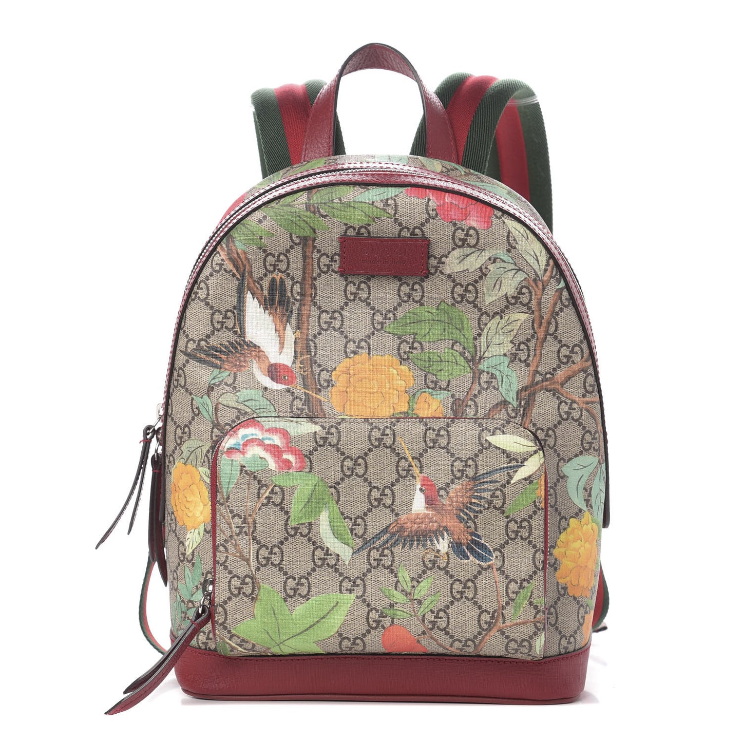 GG Supreme Monogram Tian Web Small Day Backpack Beige Multicolor Red