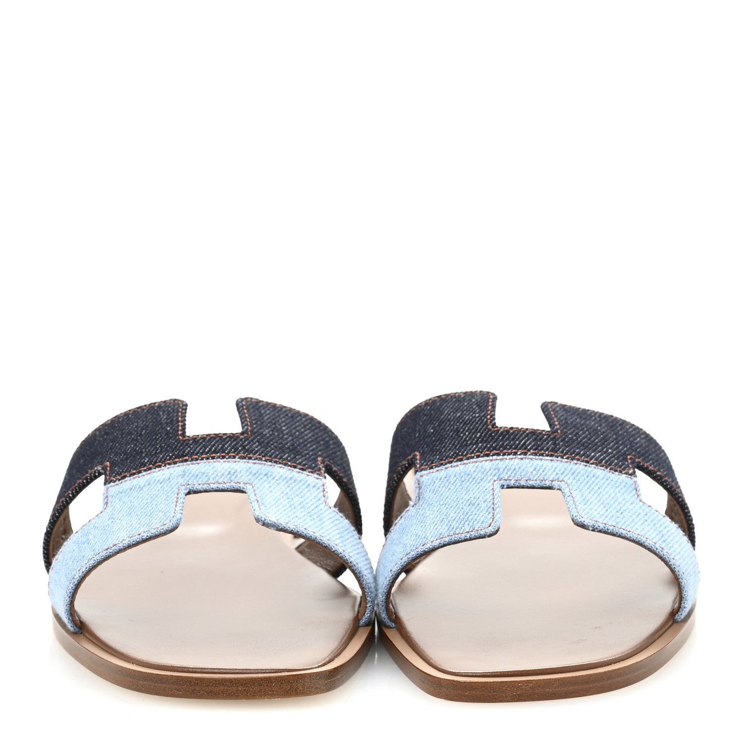 Hermes Denim Canvas Oran Sandals 39.5 Bleu Brut Bleu Clair 3 of 10