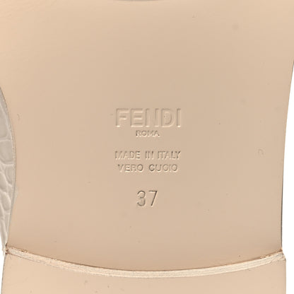Fendi Calfskin Crocodile Embossed Karligraphy Logo Riding Boots 37 White 6 of 7