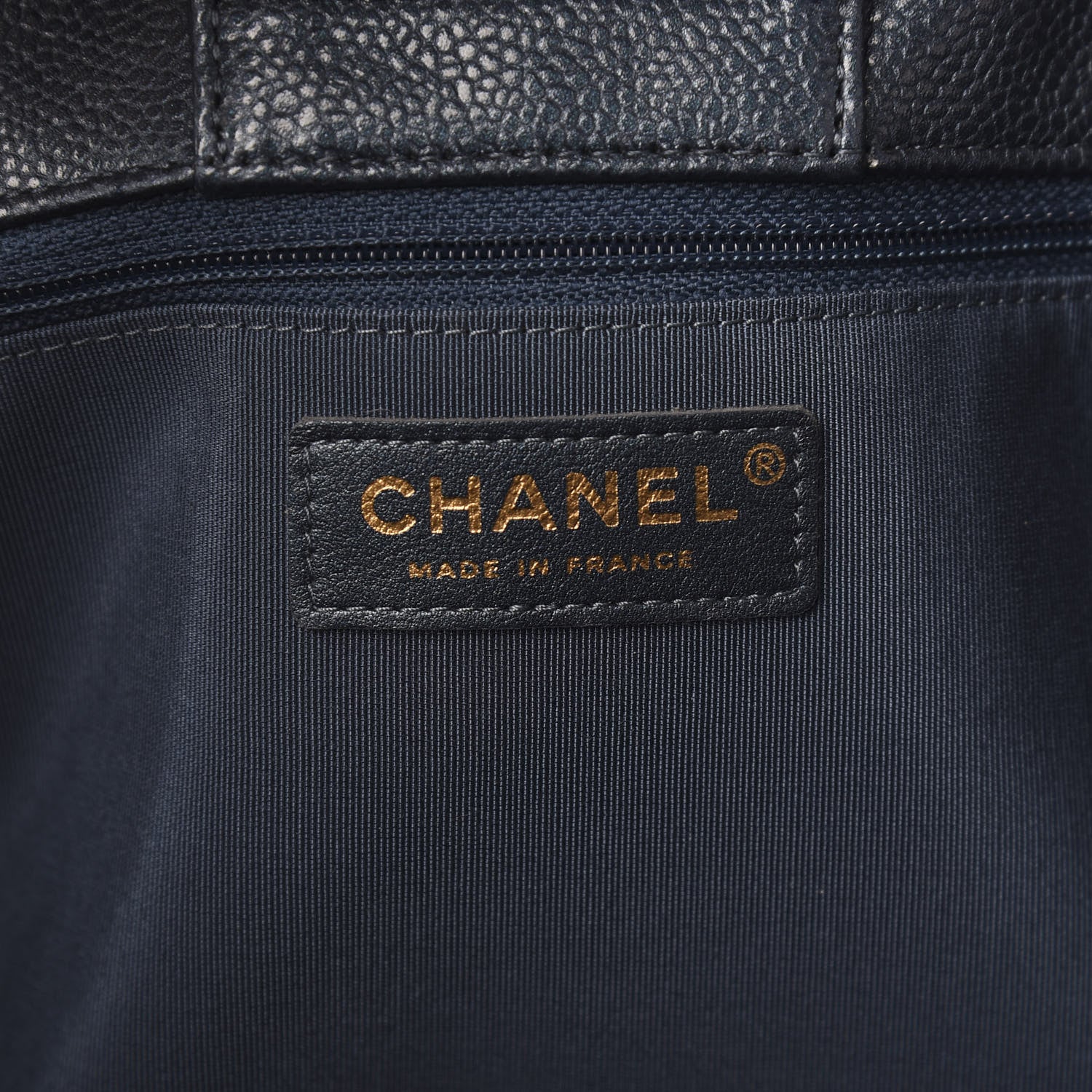 Chanel Metallic Caviar Quilted Large Classic Shopping Tote Dark Blue 5 of 9