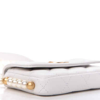 Chanel Calfskin Quilted About Pearls Card Holder Flap With Chain White 6 of 11