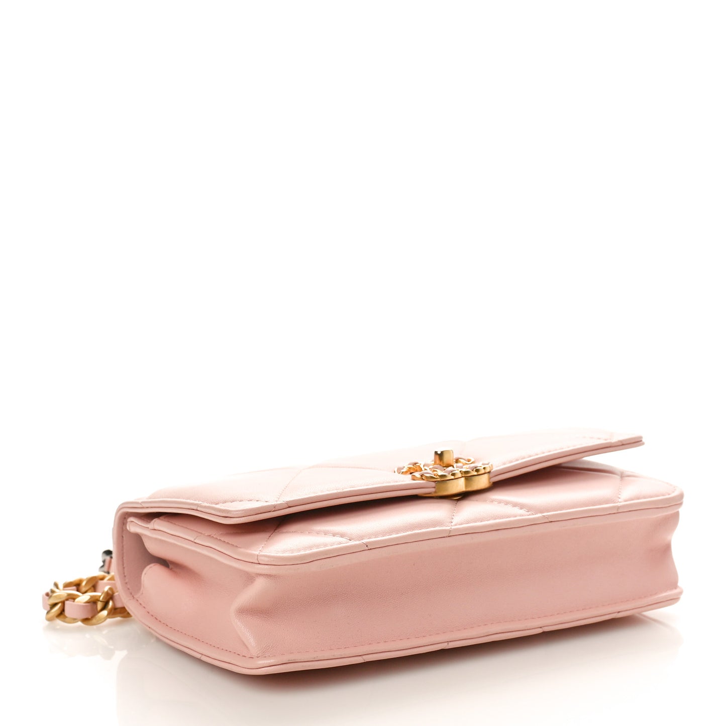 Lambskin Quilted Chanel 19 Wallet On Chain WOC Light Pink